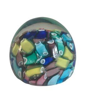 Vintage Murano Glass Confetti Paperweight Fratelli Taso Millefiori Small Multi C